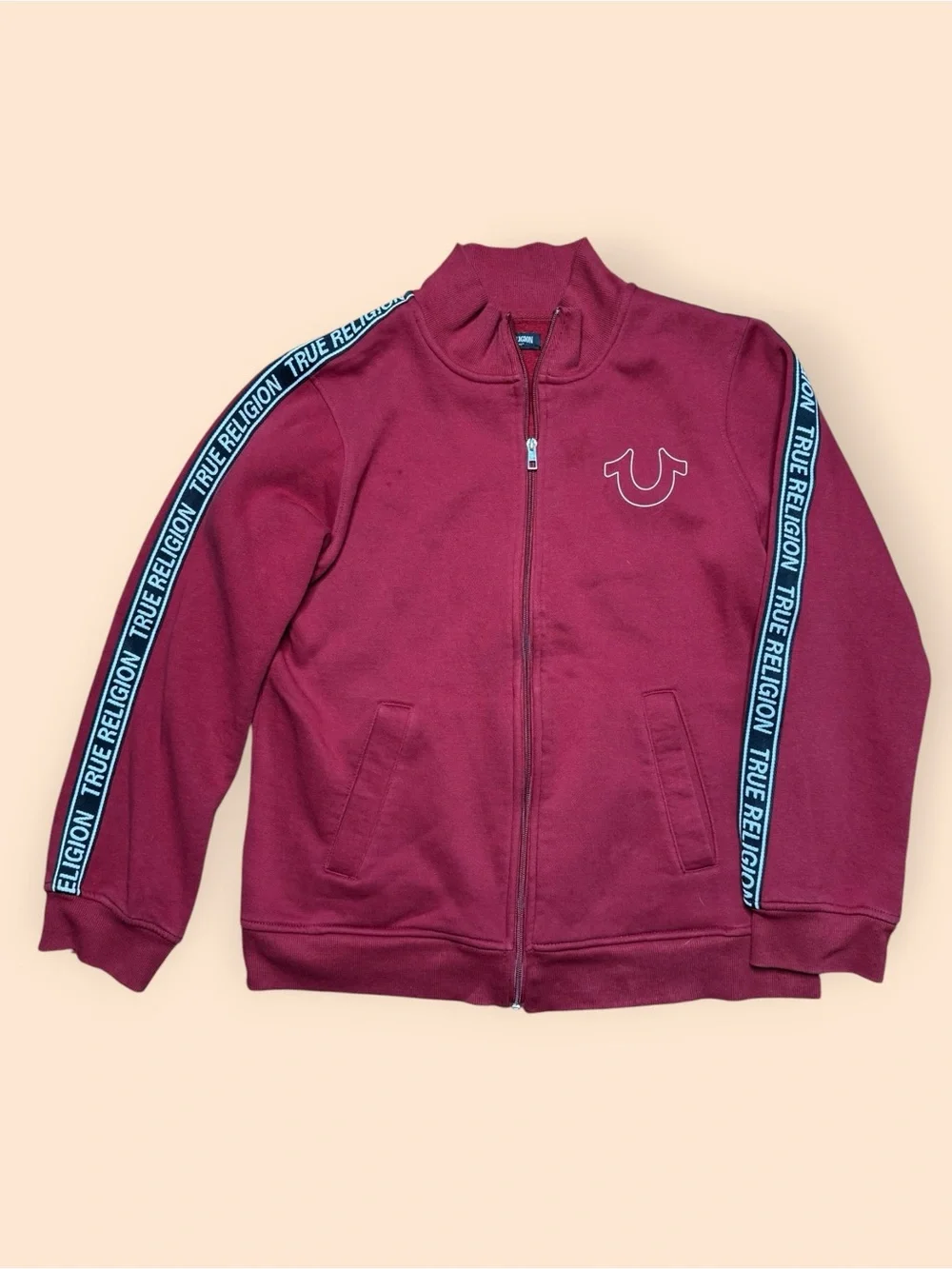 True Religion Zip Up Track Jacket Red Men’s Small Preowned 2000s